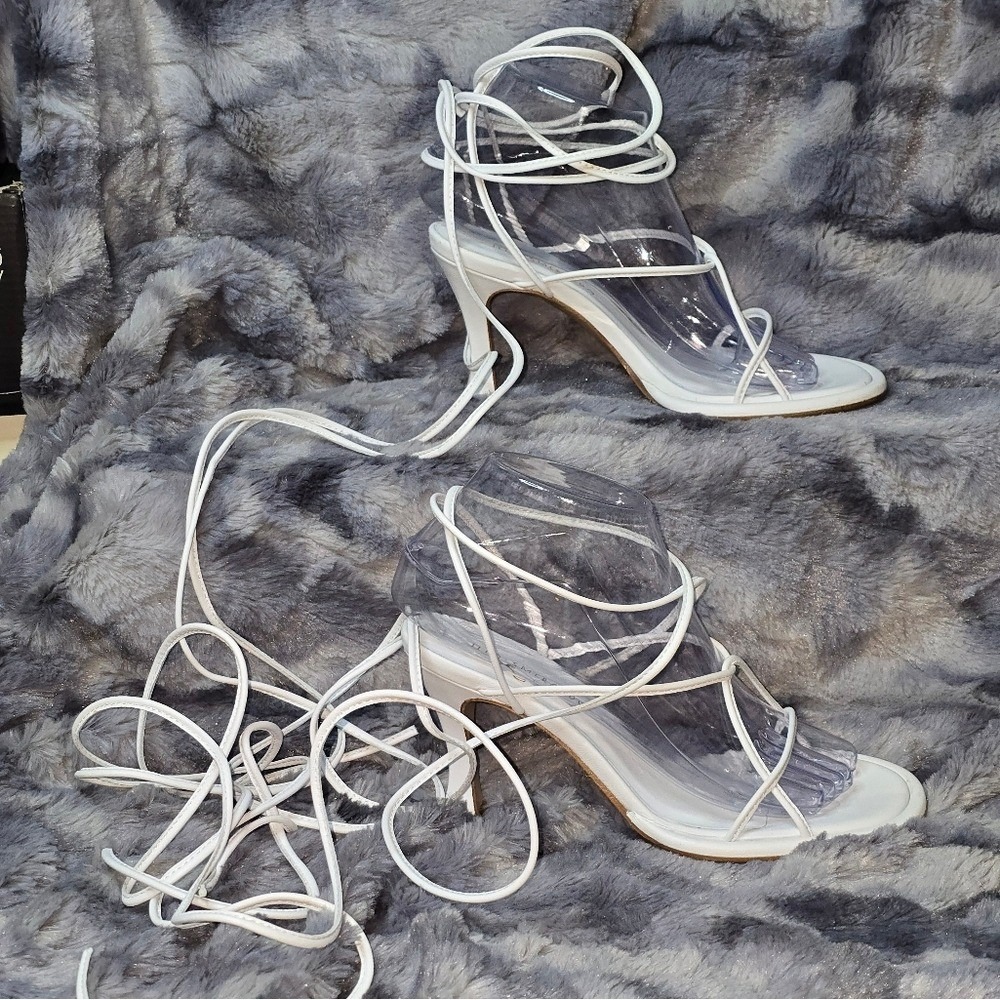 NWB Lio Smeraldo x Ilenia Toma 02 Sandals White Lace Up Leather Heels EU 36 US 6